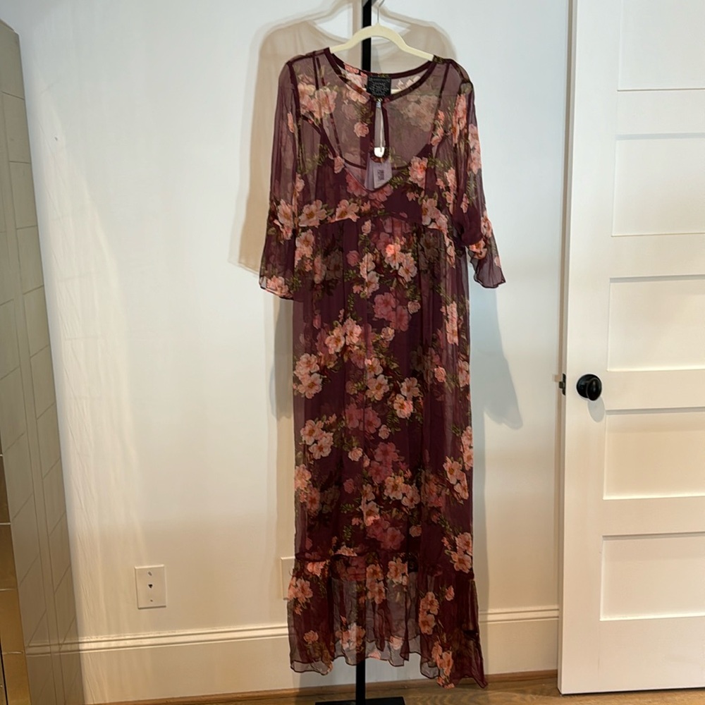 Johnny Was sheer floral maxi XL NWT